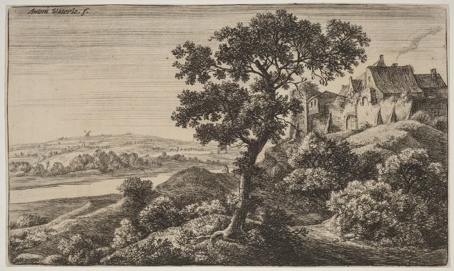A Village on a Hill by Anthonie Waterloo
