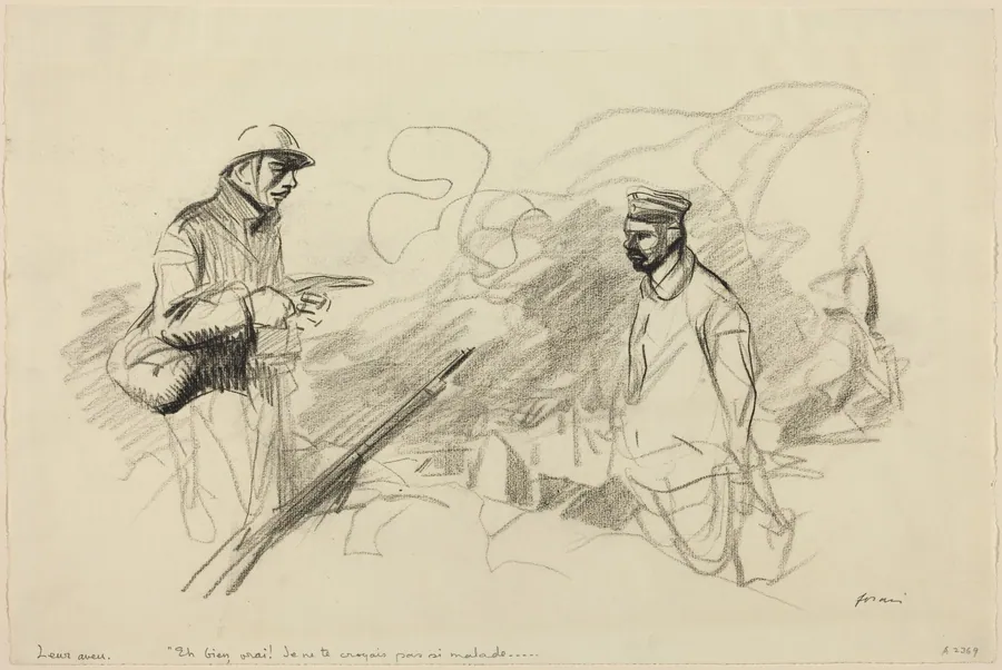 Poilu Acknowledging German Soldier by Jean-Louis Forain