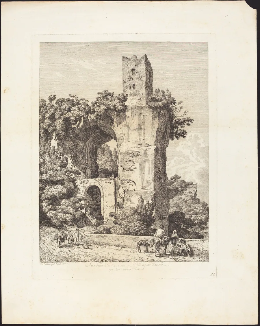 Arco della Toretta o sia parte dell'acqua Claudia, agli Arci vicino a Tivoli by Jacob Wilhelm Mechau
