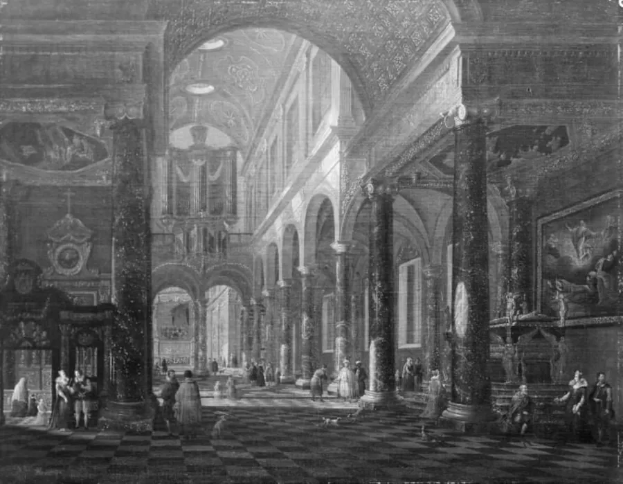 Det indre af en katolsk kirke by Jacob Balthasar Peeters