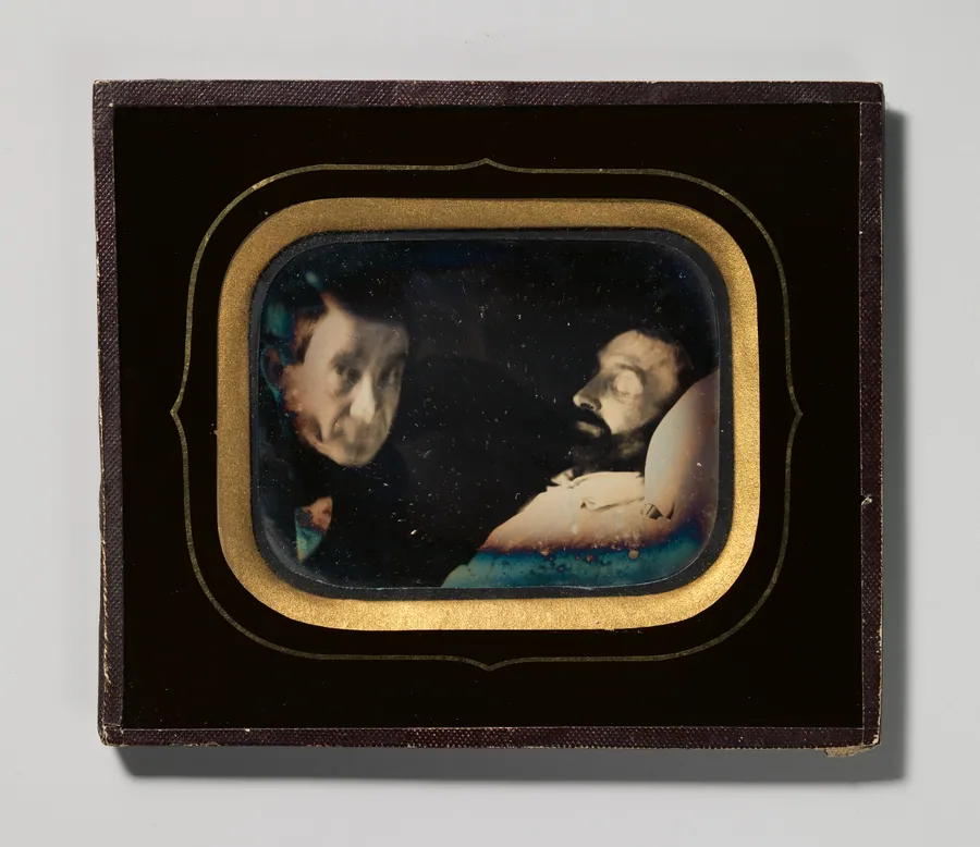 [Portrait of Living Man beside Dead Man] by Louis Dodero