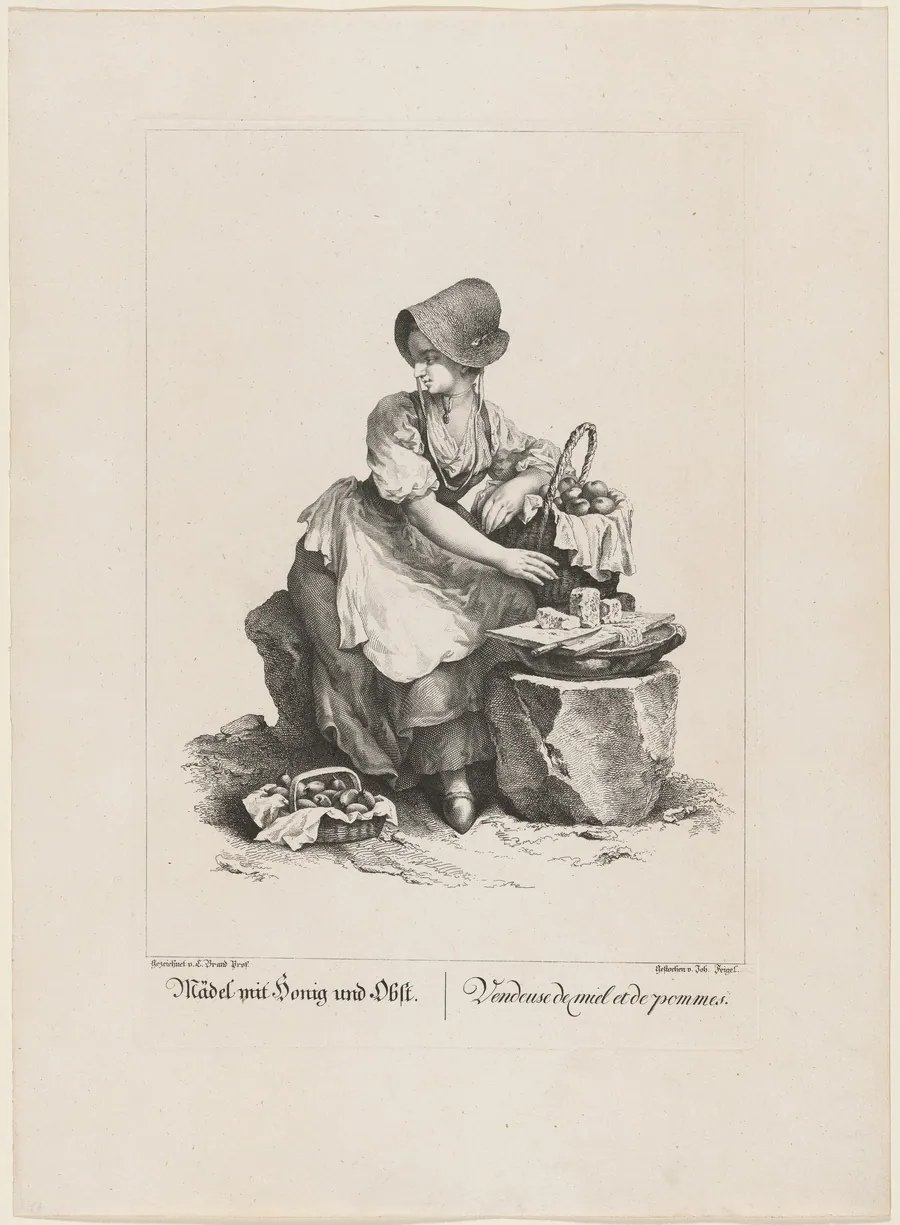 Mädel mit Honig und Obst (Girl Selling Honey and Fruit) by Johann Feigel