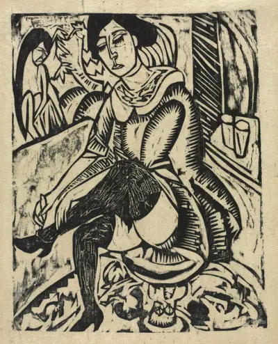 Woman Putting on Her Shoes