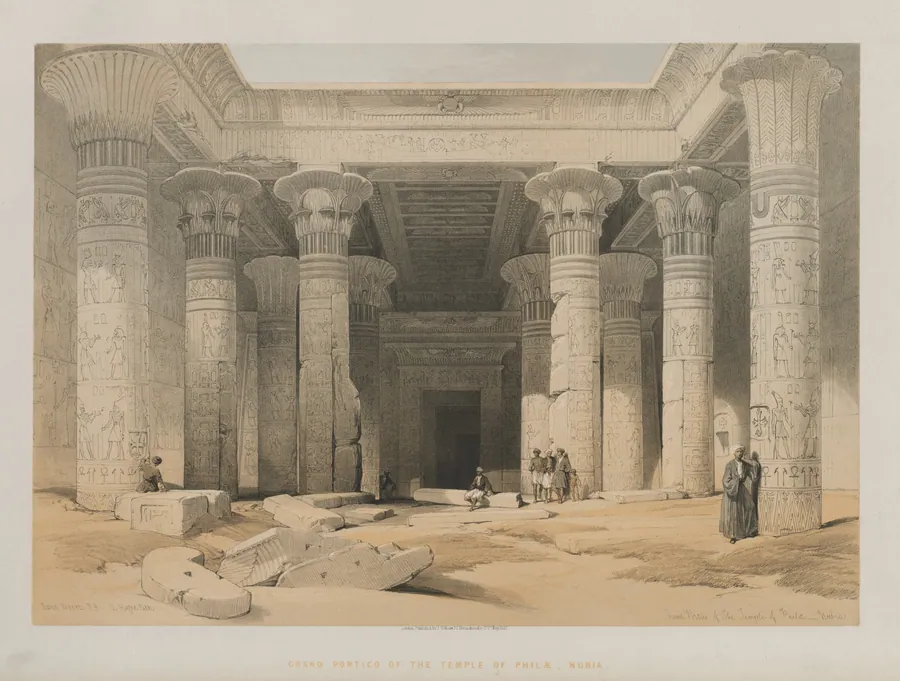 Egypt and Nubia, Volume I: Grand Portico of the Temple of Philae, Nubia by Louis Haghe