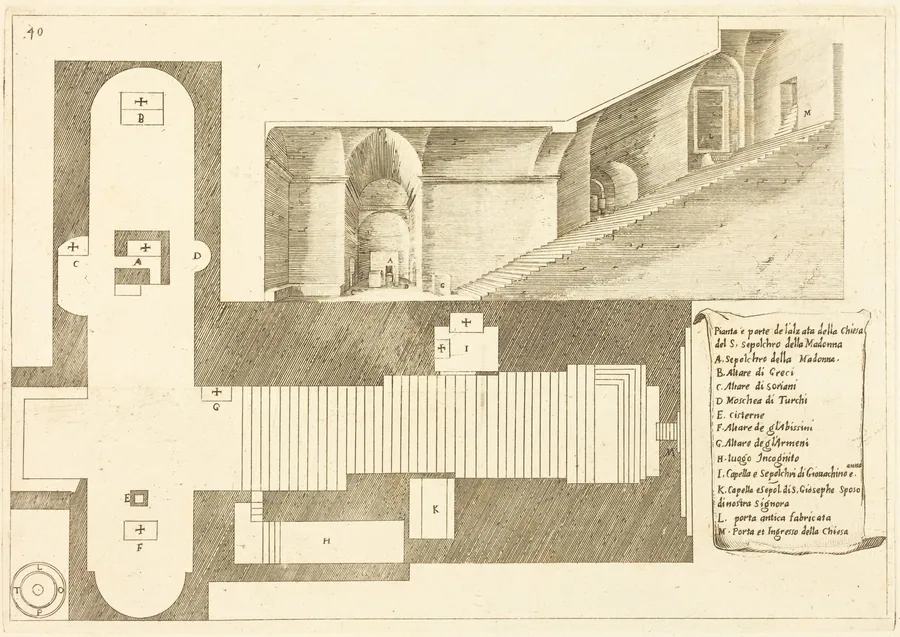 Plan and Part of the Elevation of the Church of the Holy Sepulchre of the Madonna by Jacques Callot