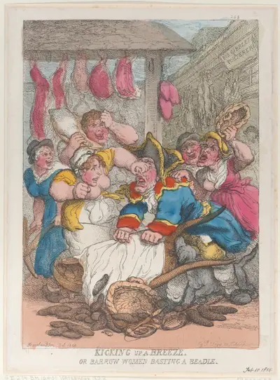Kicking Up a Breeze or Barrow Women Basting a Beadle