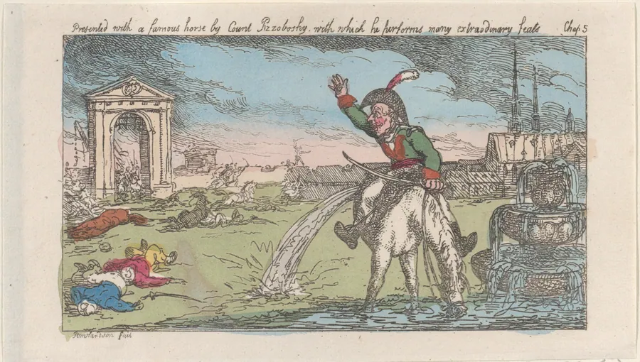 Presented with a famous horse by Count Przolossky, with which he performs many extraordinary feats by Thomas Tegg