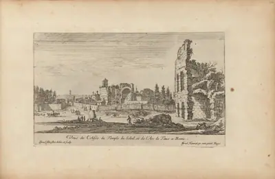 Veuë du Colisée du Temple du Soleil, et de l'Arc de Titus a Rome
