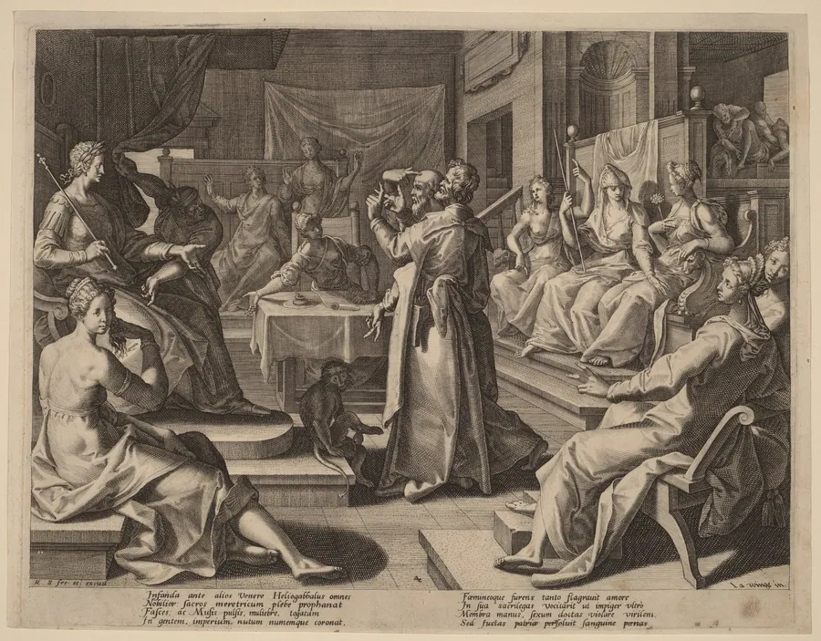 Heliogabalus and the Wise Women by Raphael Sadeler I
