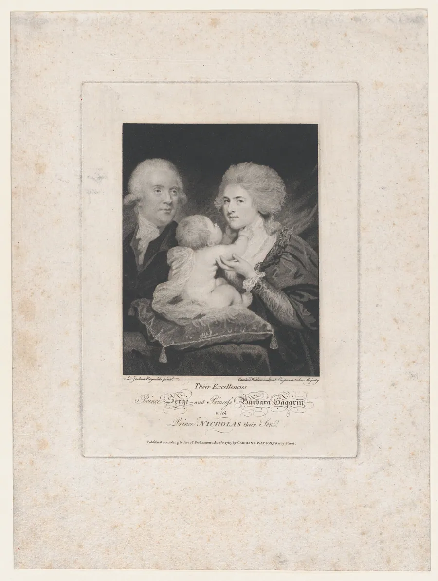 Prince Serge and Princess Barbara Gagarin with Prince Nicholas Their Son by Caroline Watson