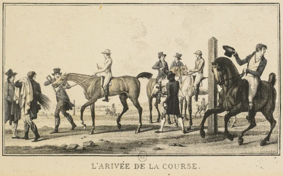 Racing Scenes: A Horse Arriving at the Race (Scènes Hippiques: Cheval arrivant de la chasse) by Carle Vernet