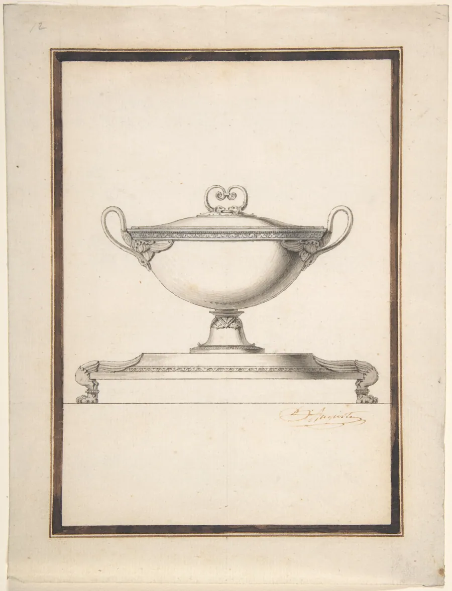 Design for a Covered Tureen on a Footed Stand by Henri Auguste