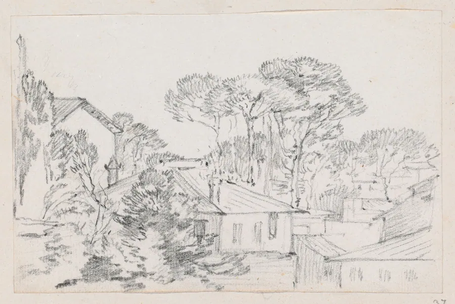Rooftops and Umbrella Pines by Joseph-Marie Vien