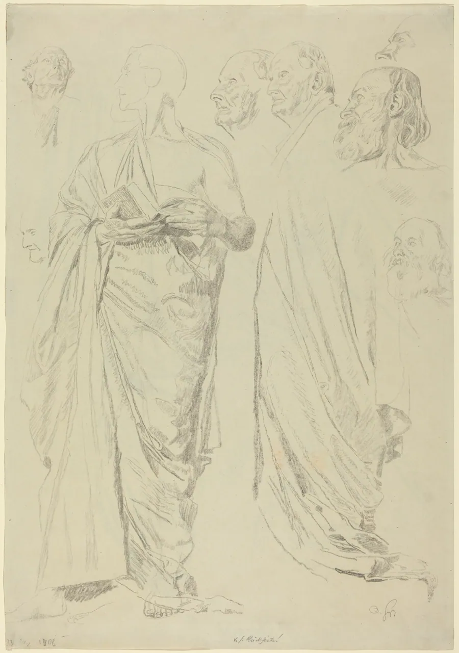 Studies of Men in Togas [recto] by Otto Greiner