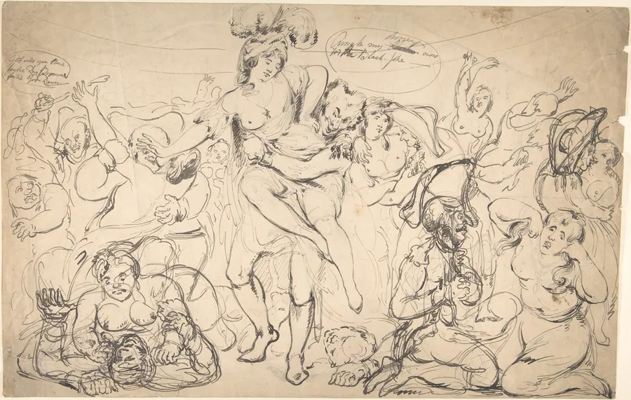 Caricature of a Drunken Debauch by Anonymous, British, 19th century
