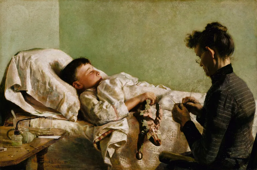 The Sick Child by J. Bond Francisco, born Cincinnati, OH 1863-died Los Angeles, CA 1931