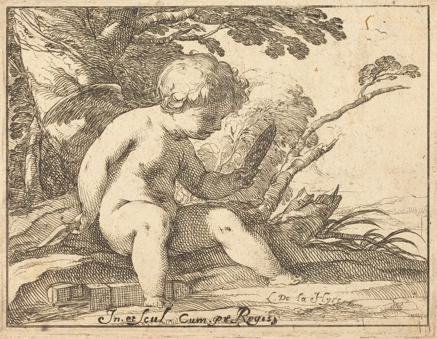 Cupid Looking in a Mirror by Laurent de La Hyre
