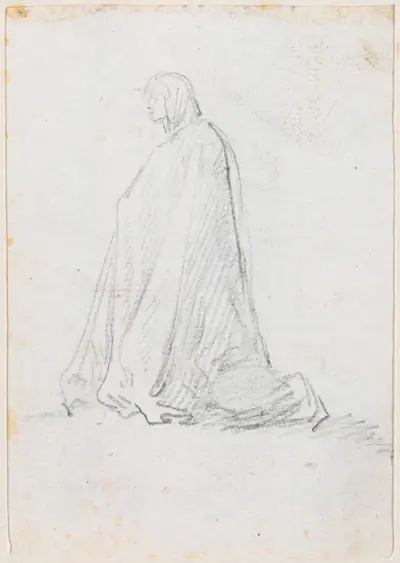 Kneeling Figure in a Hooded Robe [verso]