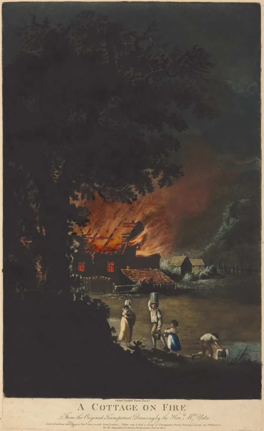 A Cottage on Fire by Charles Turner