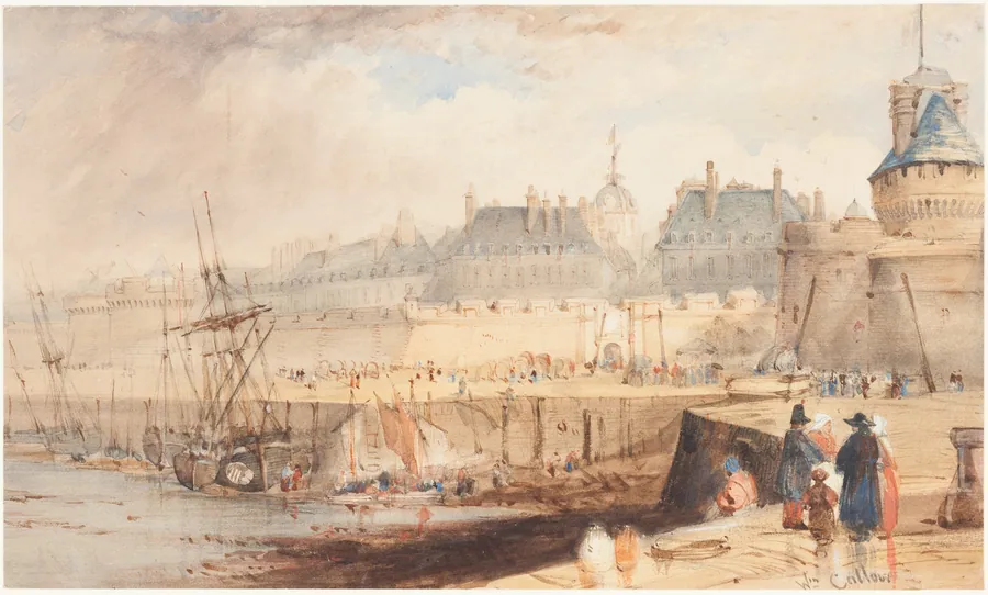 The Harbor of St. Malo at Low Tide by Alfred Herbert