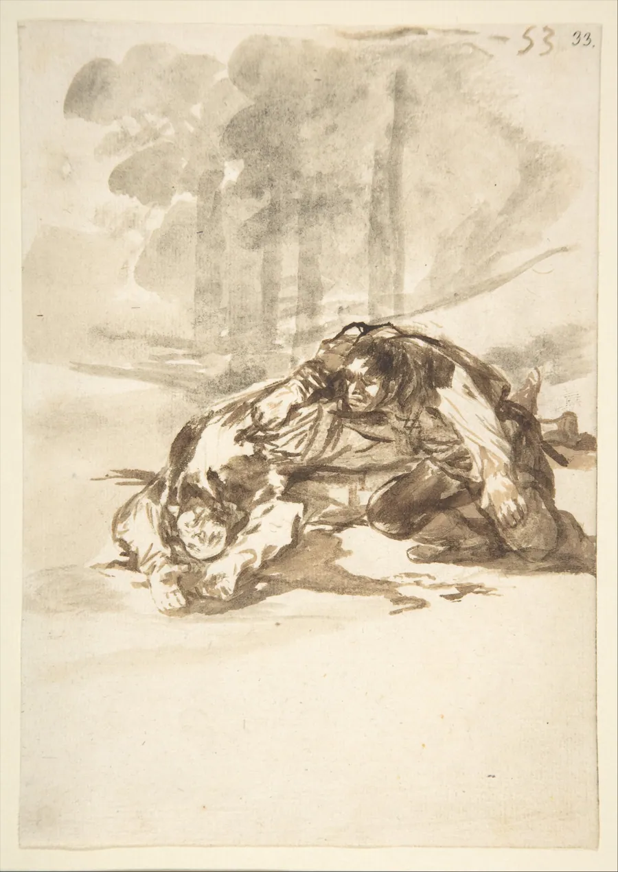 A man stabbing another; folio 53 from the Images of Spain Album 'F' by Goya (Francisco de Goya y Lucientes)