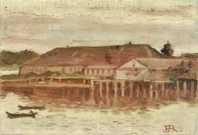 Trading Post and Wharf Buildings, Sitka, Evening