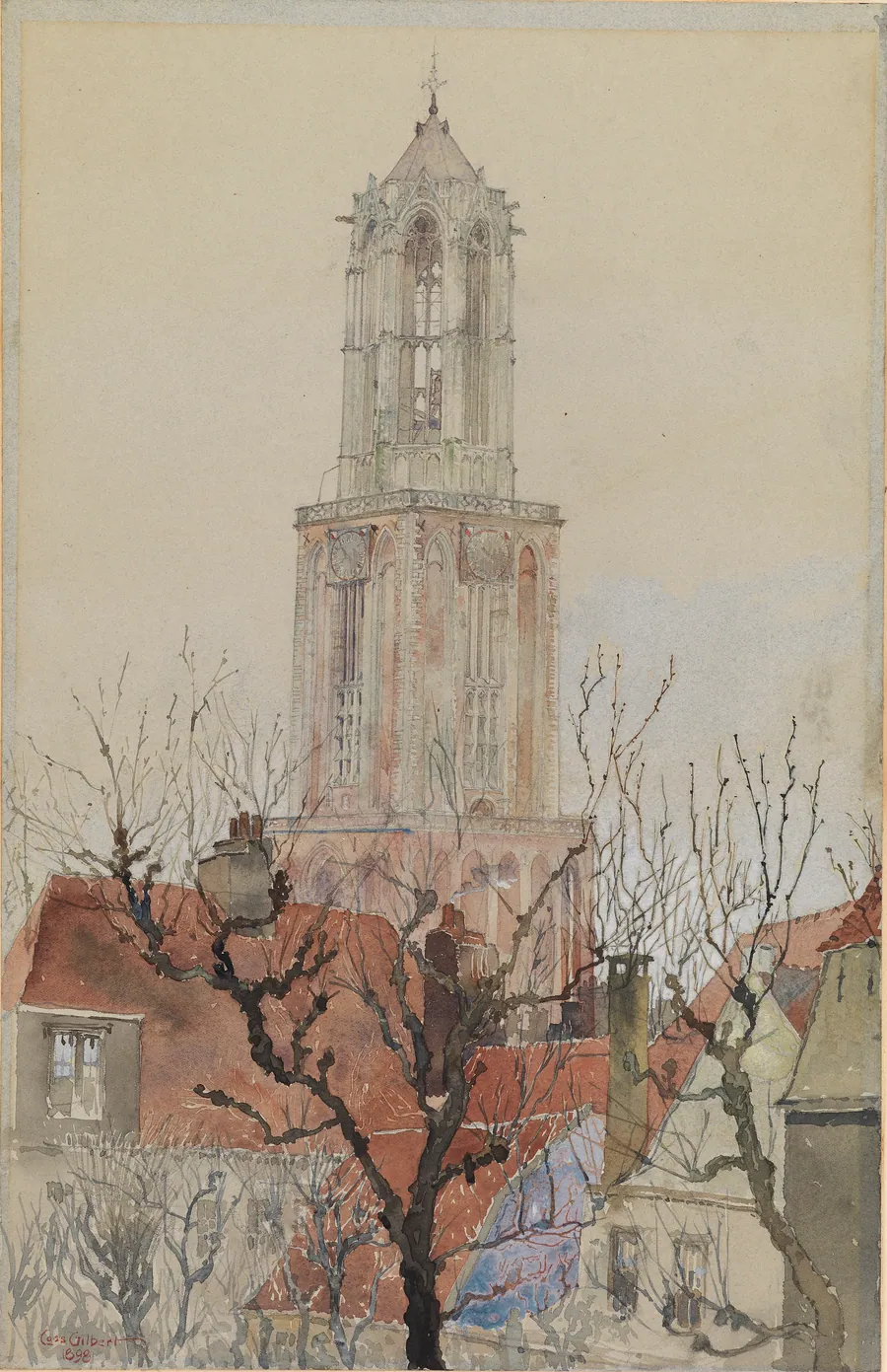 Tower of the Cathedral of Utrecht, Holland by Cass Gilbert, born Zanesville, OH 1858-died Brockenhurst, England 1934
