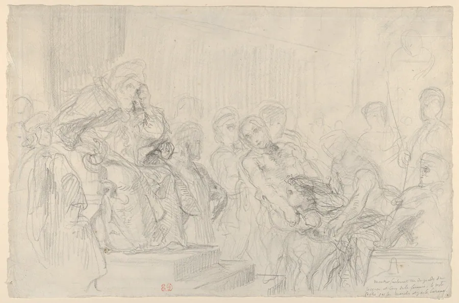 Study of Jacopo Brought before His Father, the Doge, for "The Two Foscari" by Eugène Delacroix