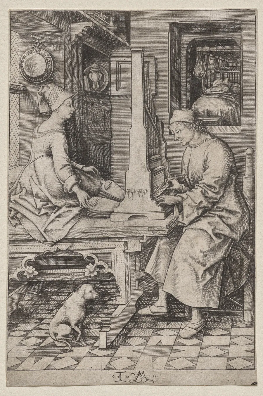The Organ Player and His Wife by Israhel van Meckenem