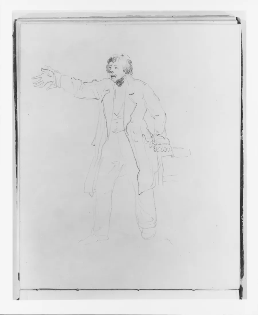Man Speaking in an Oratory Pose (from Sketchbook) by Francis William Edmonds