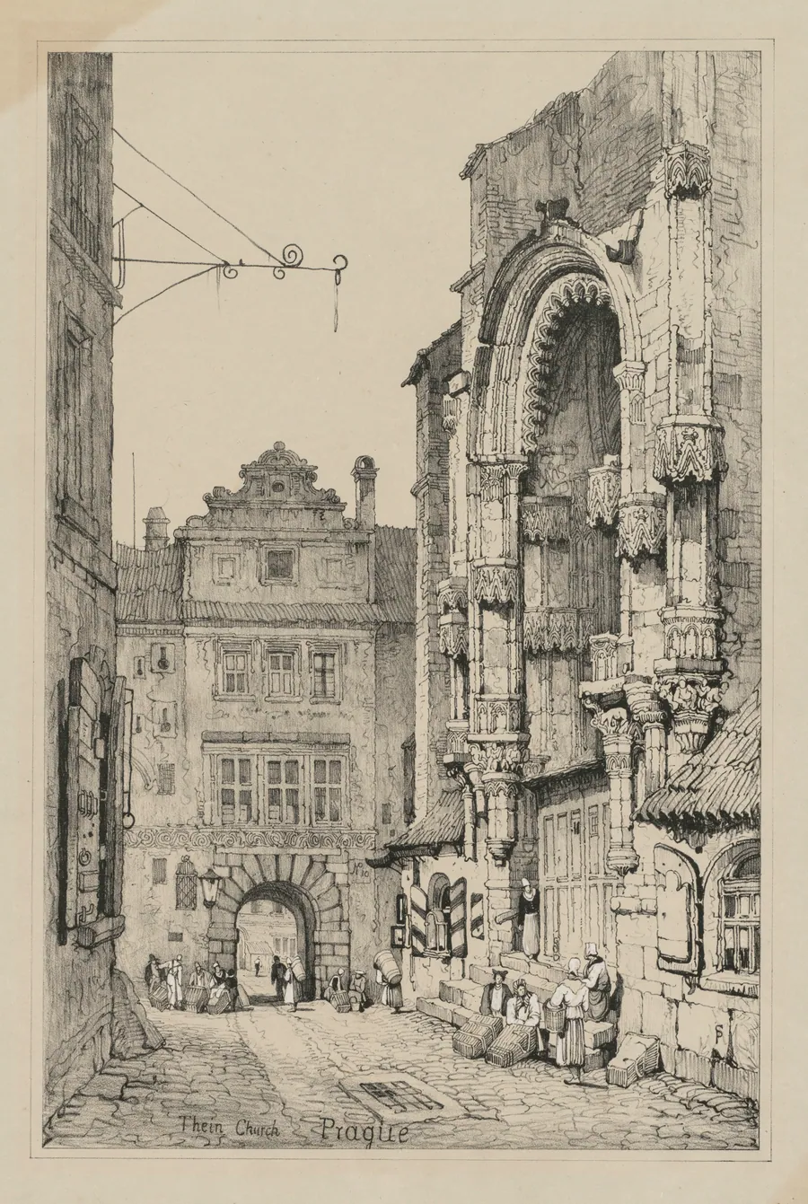Facisimilies of Sketches made in Flanders and Germany: Thein Church, Prague by Samuel Prout