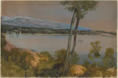 Mountains Seen beyond a Lake
