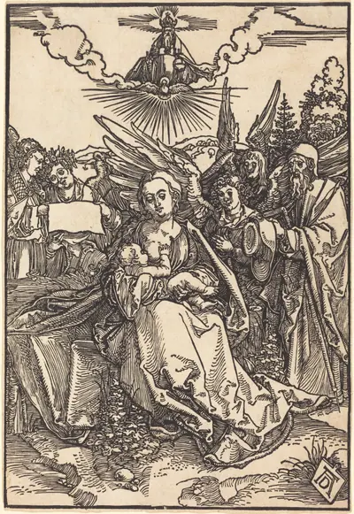 The Holy Family with Five Angels