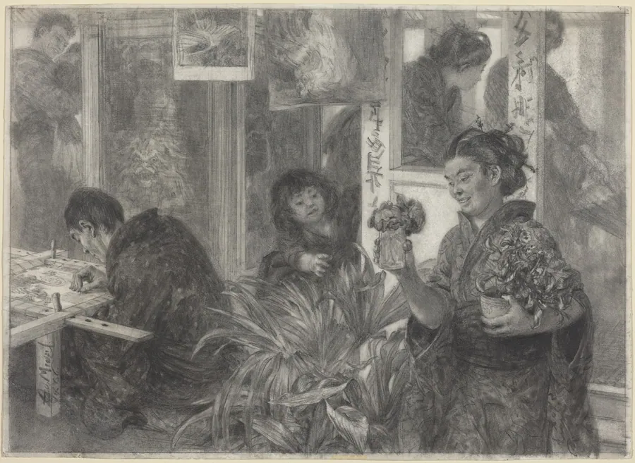 Japanese Artist at Work by Adolph Menzel