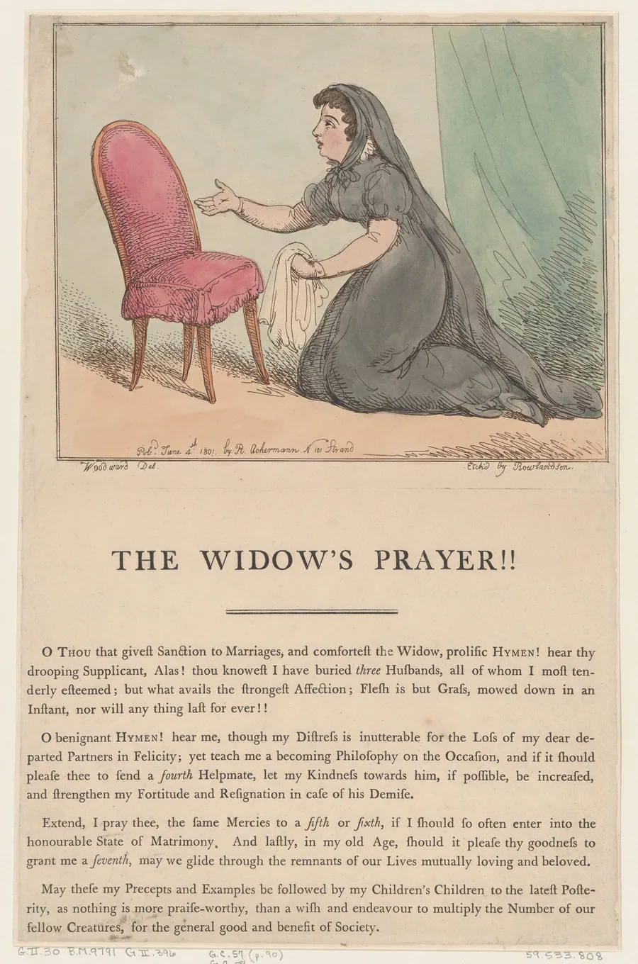 The Widow's Prayer!! by Thomas Rowlandson