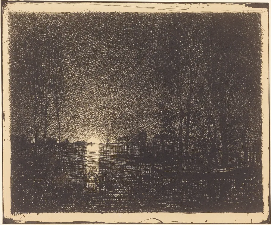 Moonlit Landscape by Charles-François Daubigny