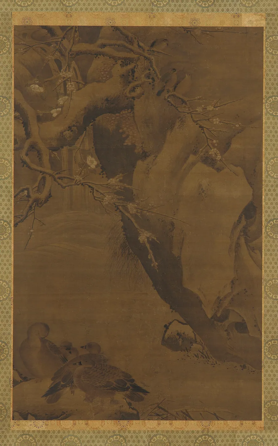 Ducks, torrent, and overhanging rocks by Style of Lü Ji (ca. 1420-ca. 1505)