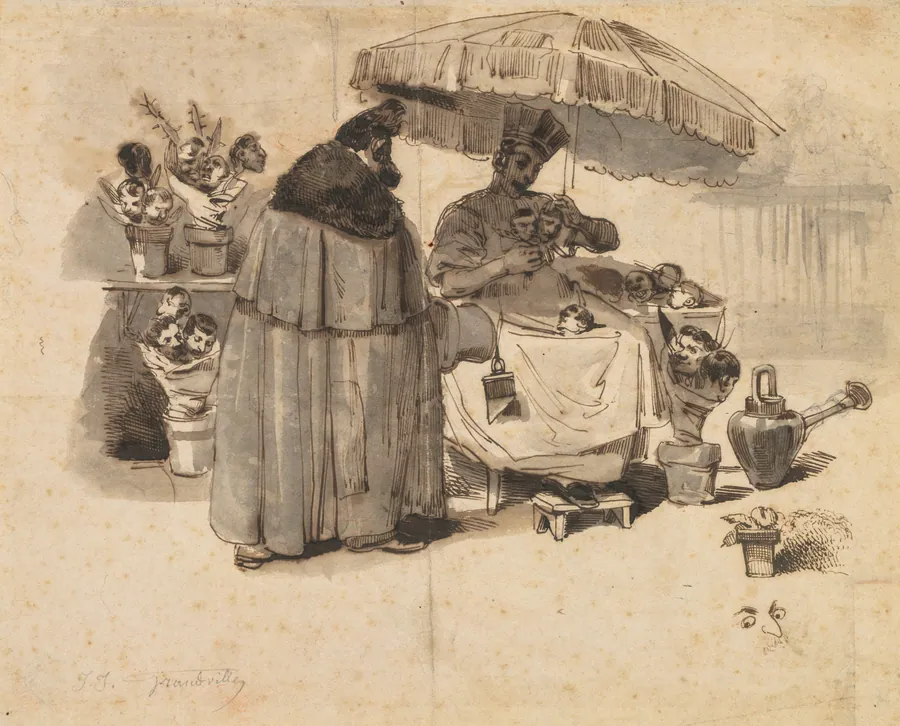 Study for "Au Bouquet de persil," (A Bouquet of Parsley) by Jean-Jacques Grandville