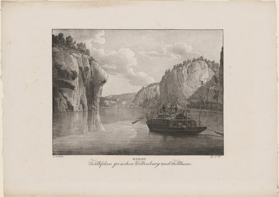 Baiern, Kalkfelsen zwischen Weltenburg und Kellheim (Bavaria, Chalk Cliffs between Weltenburg and Kellheim) by Jakob Alt