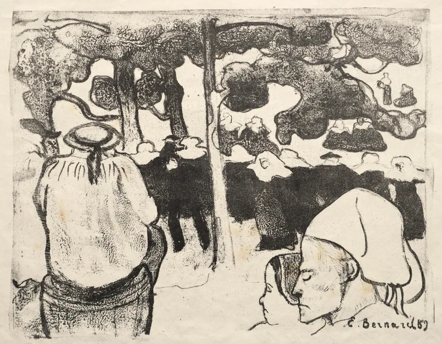 Les Bretonneries: Wedding in Brittany (La Noce en Bretange) by Émile Bernard