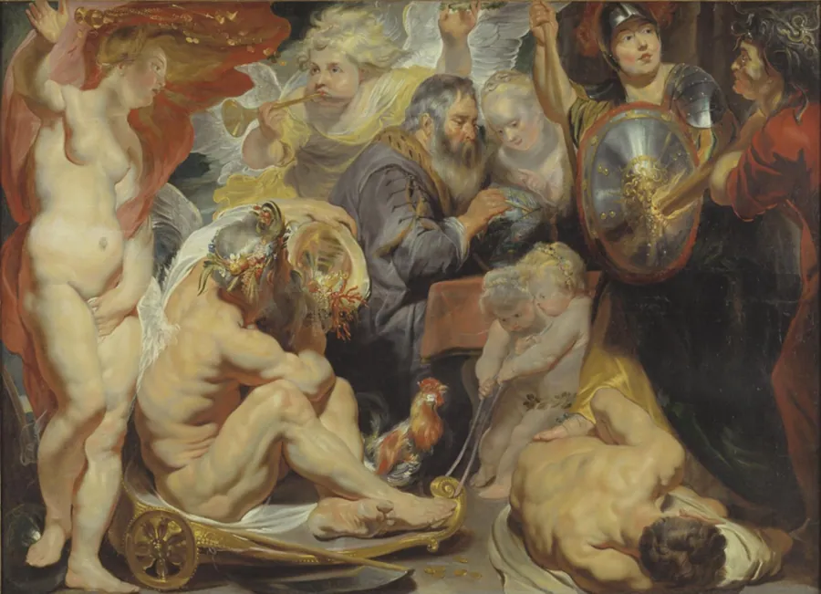 Allegori på videnskaben. Minerva og Cronus beskytter videnskaben mod misundelse og uvidenhed by Jacob Jordaens