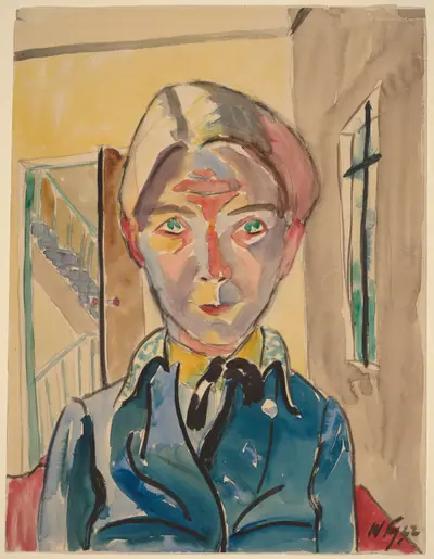 Self-Portrait in Front of Stairs (Selbst vor Treppe)