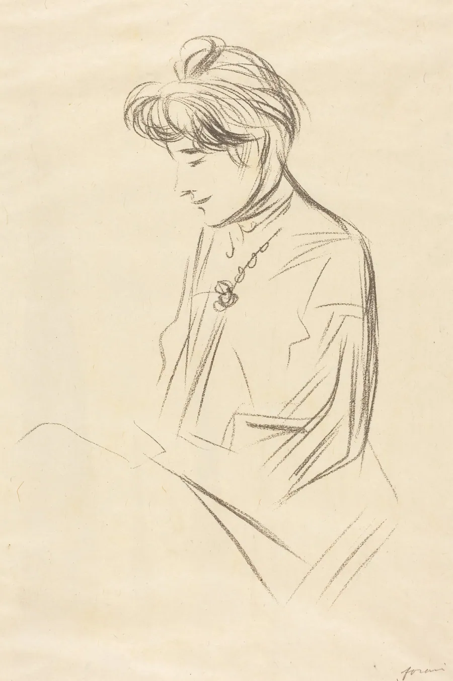 Etude de femme assise, en buste de profil (Study of a Seated Woman, Half-Length in Profile) by Jean-Louis Forain