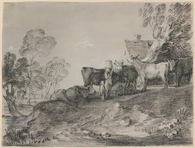 Landscape with Cattle by a Cottage