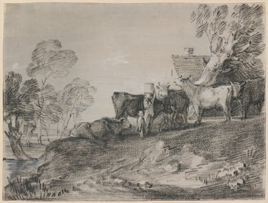 Landscape with Cattle by a Cottage by Thomas Gainsborough