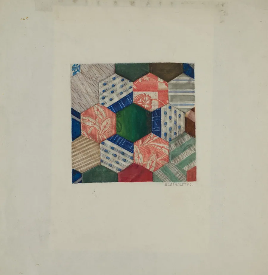 Silk Quilt - "Honeycomb" Pattern by Elgin Moncure Styll