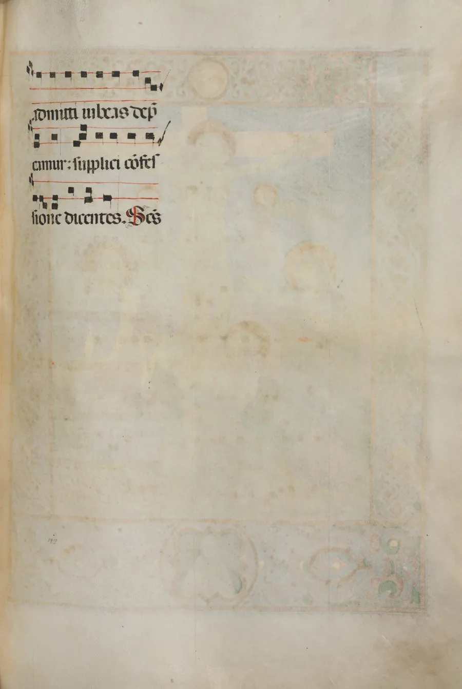 Missale: Fol. 185: Cross, Foliage & Music for Various Ordinary Prayers by Giapeco Caporali