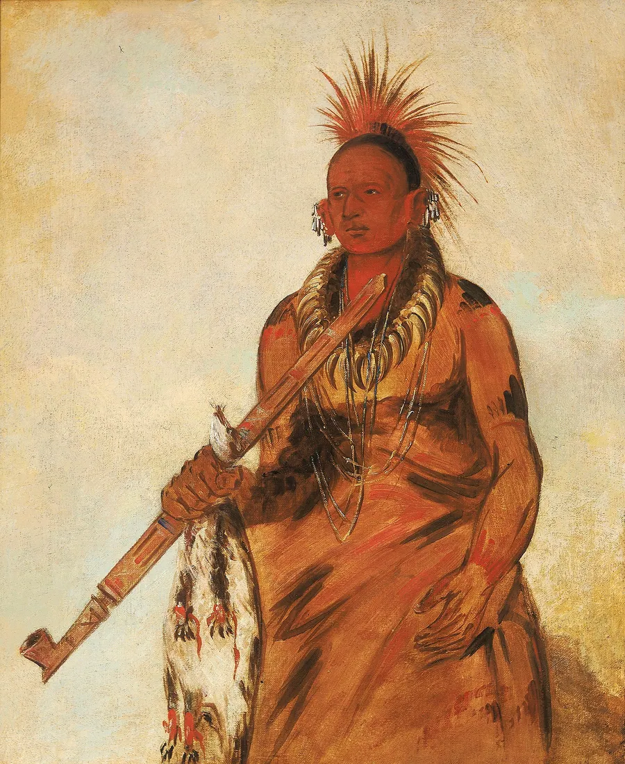 No-o-mún-nee, Walks in the Rain, a Warrior by George Catlin, born Wilkes-Barre, PA 1796-died Jersey City, NJ 1872