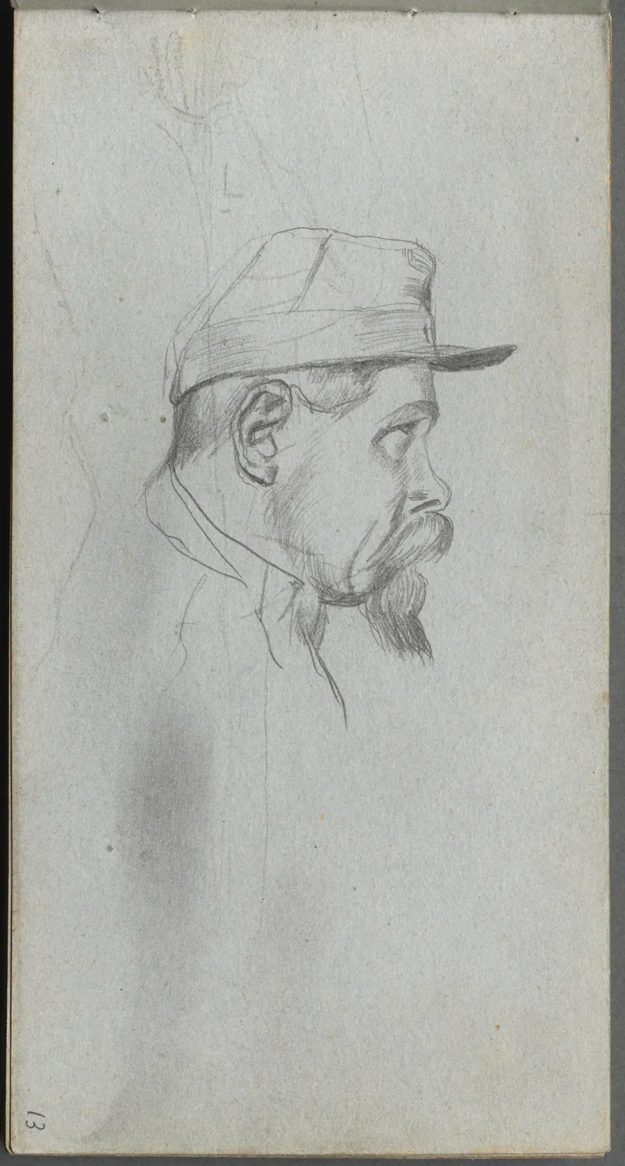 Sketchbook, page 13: Bust of a Man in Profile by Ernest Meissonier
