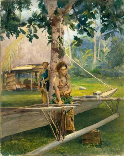 Portrait of Faase, the Taupo, or Official Virgin, of Fagaloa Bay, and Her Duenna, Samoa